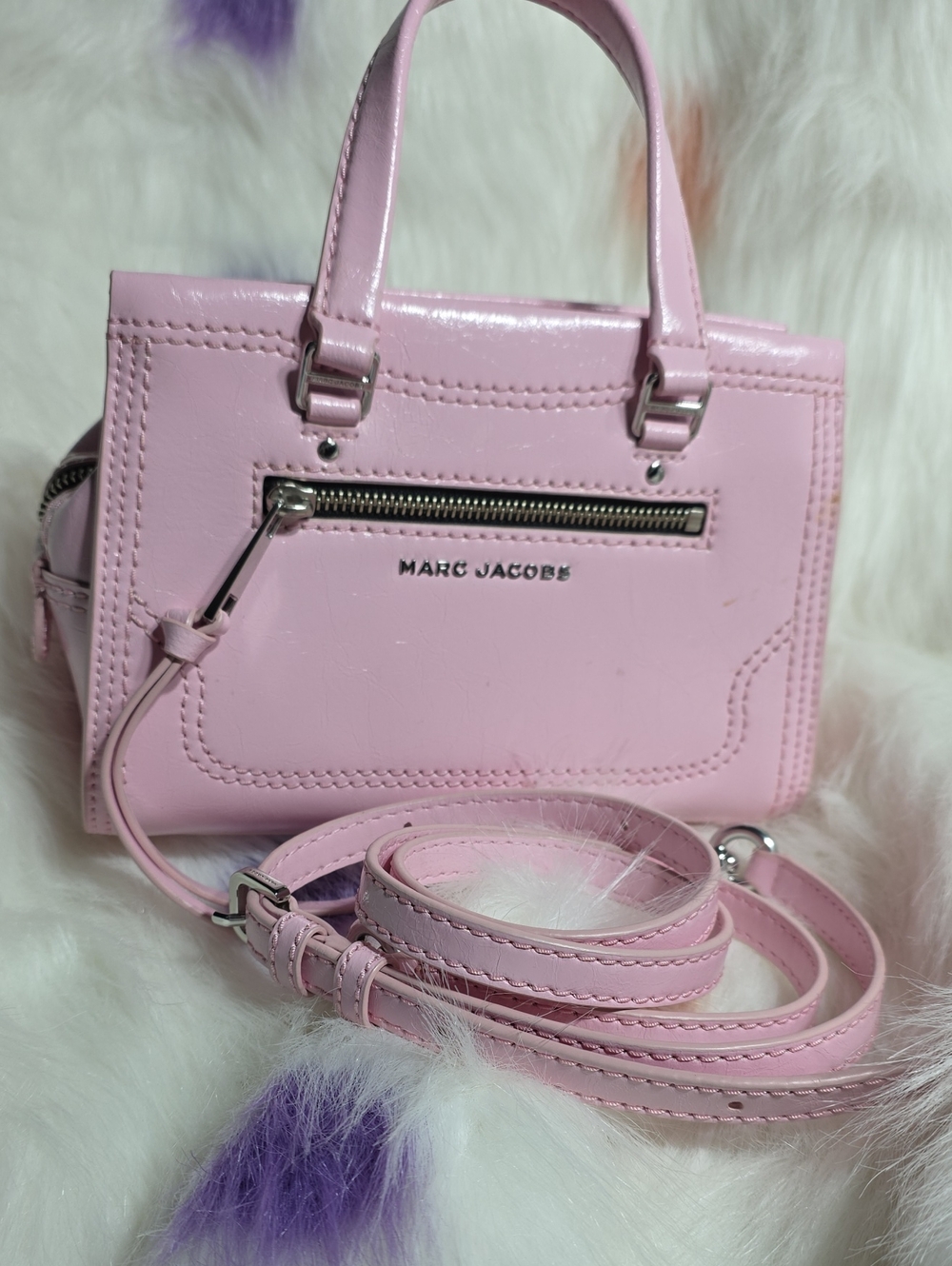 Marc Jacobs Light Pink Leather Mini Tote with Detachable Strap